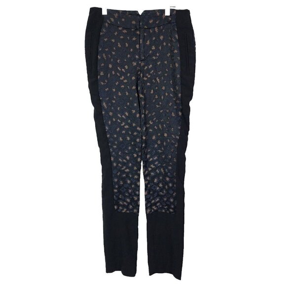 Marc By Marc Jacobs Navy Blue Animal Print Skinny Jacquard Pants Size 0 - Picture 1 of 10